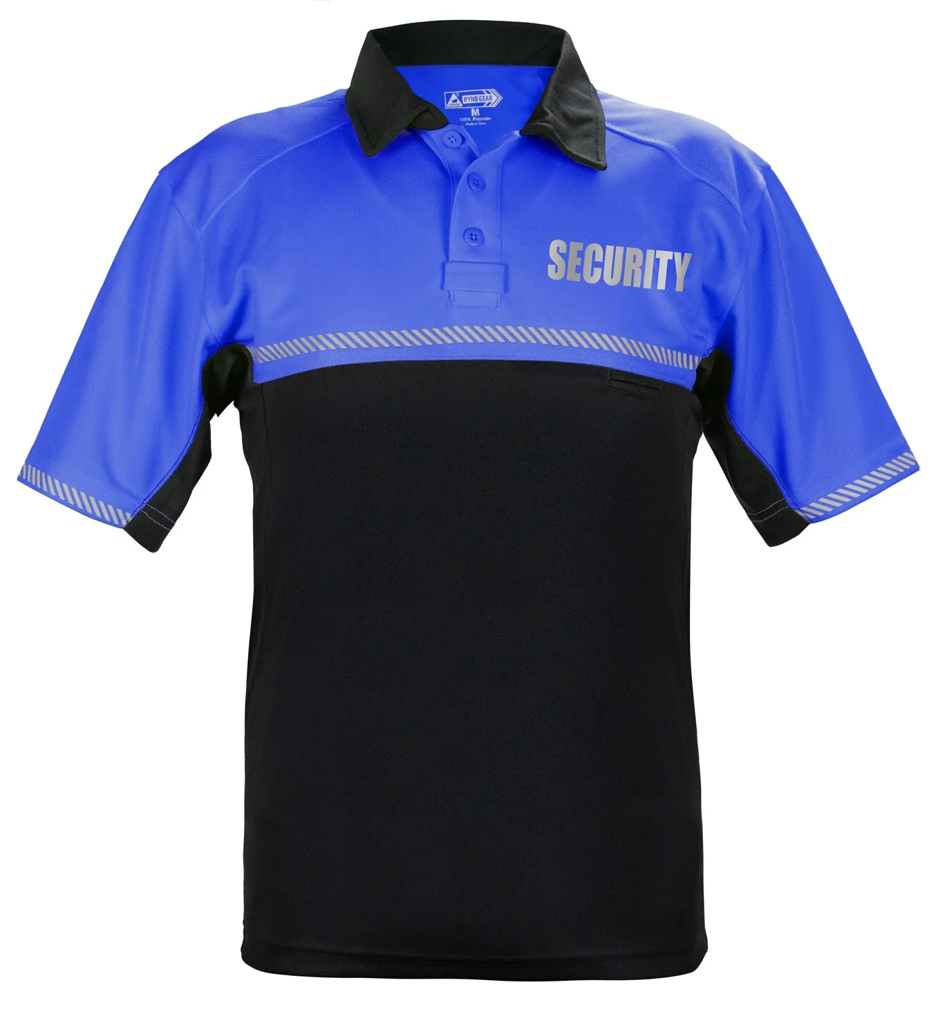 100% POLYESTER JERSEY KNIT TWO TONE REFLECTIVE SECURITY BIKE PATROL POLO SHIRTS