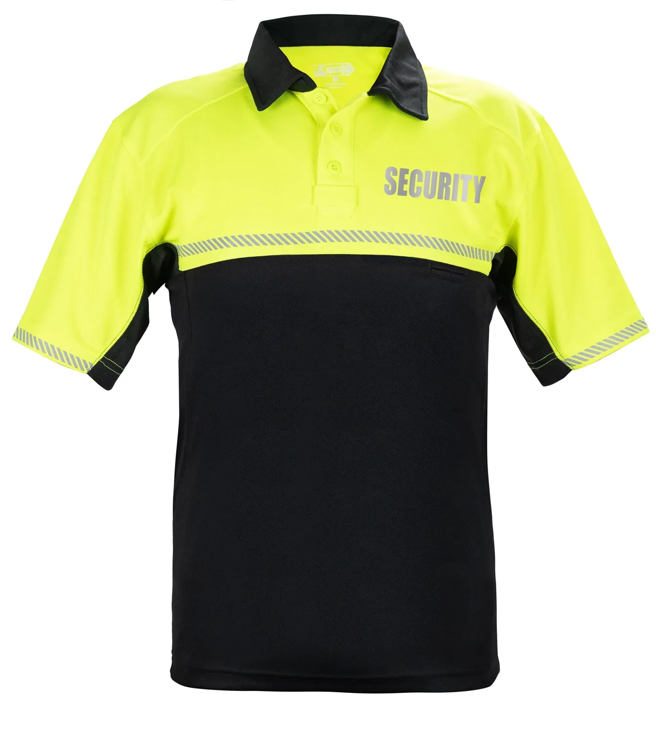 100% POLYESTER JERSEY KNIT TWO TONE REFLECTIVE SECURITY BIKE PATROL POLO SHIRTS