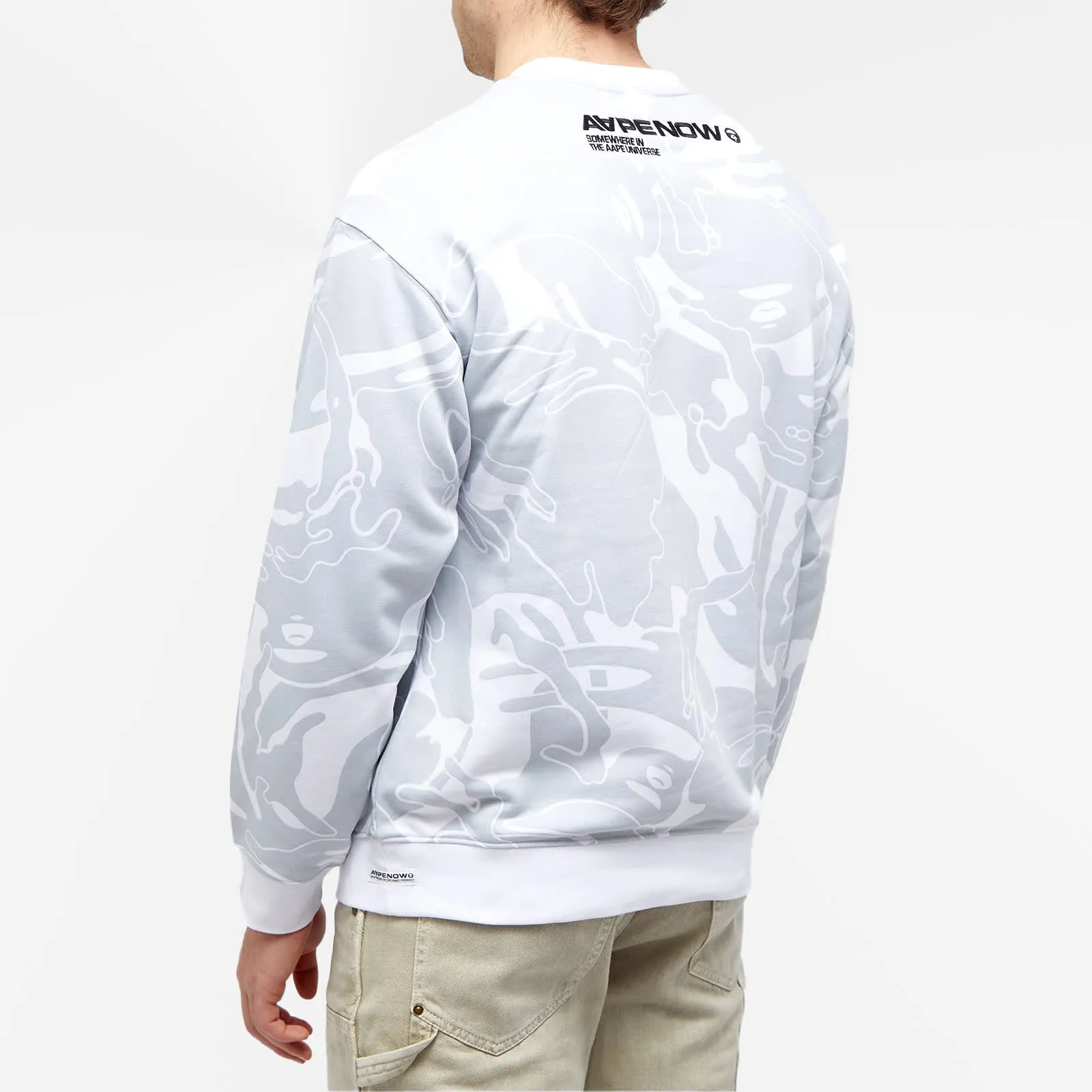 Aape Now Silicon Badge Camo Sweatshirt, White (Multi)