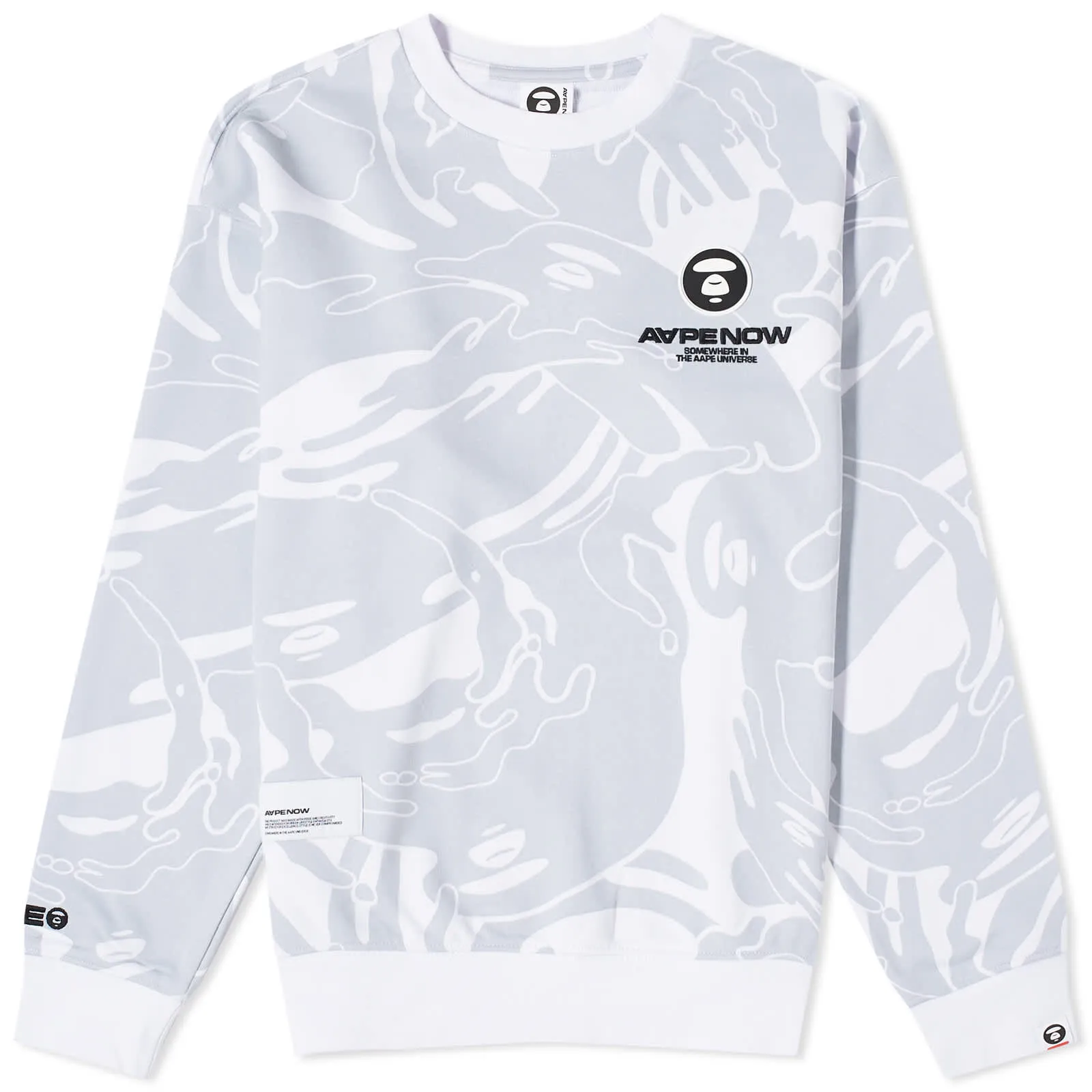 Aape Now Silicon Badge Camo Sweatshirt, White (Multi)