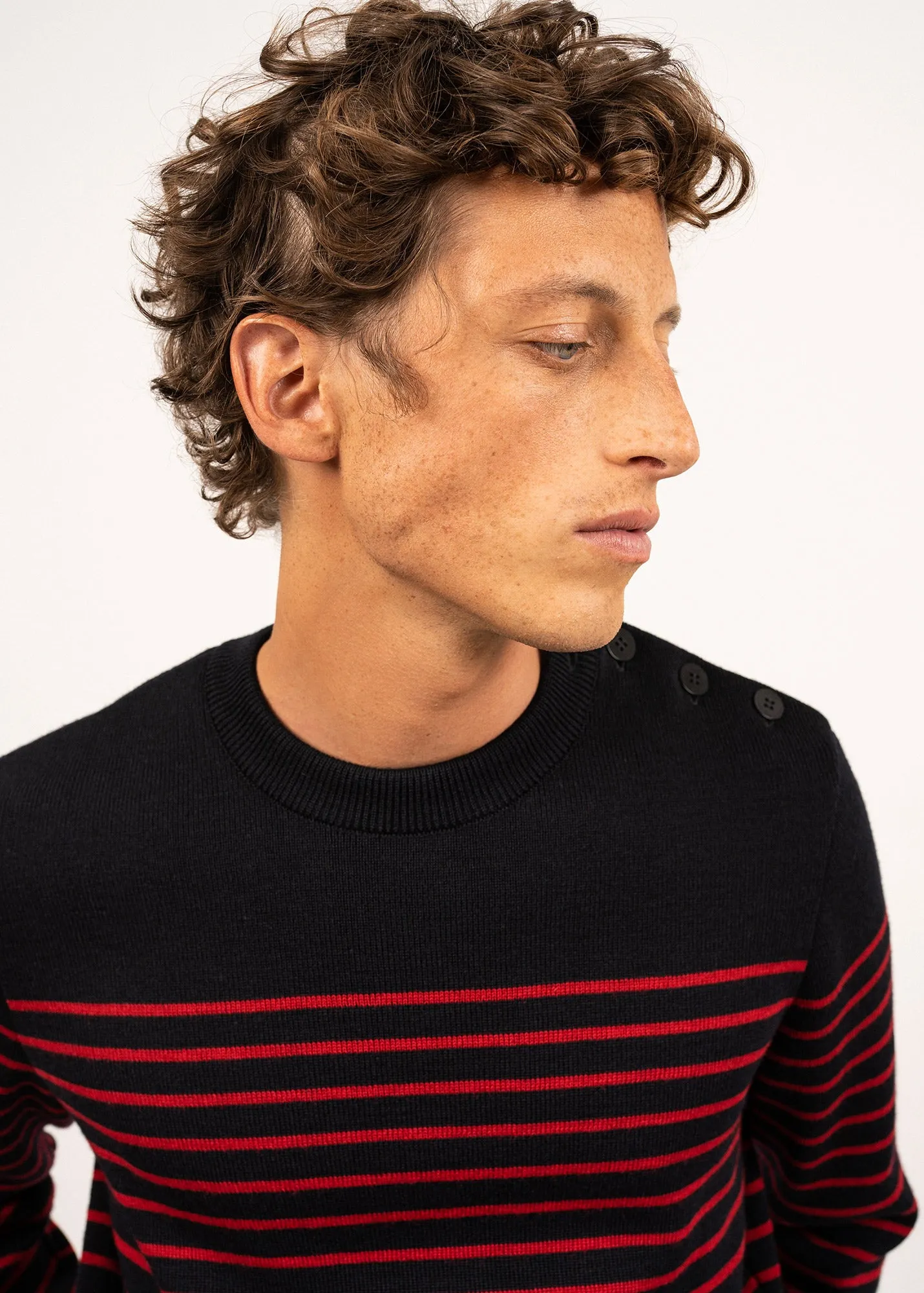 Binic striped sailor jumper - regular fit, in pure new wool (NAVY/MEDOC)