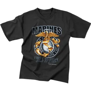 Black - MARINES T-Shirt with USMC Emblem