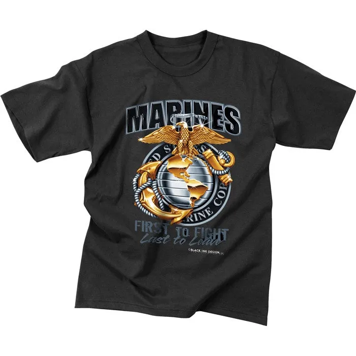 Black - MARINES T-Shirt with USMC Emblem