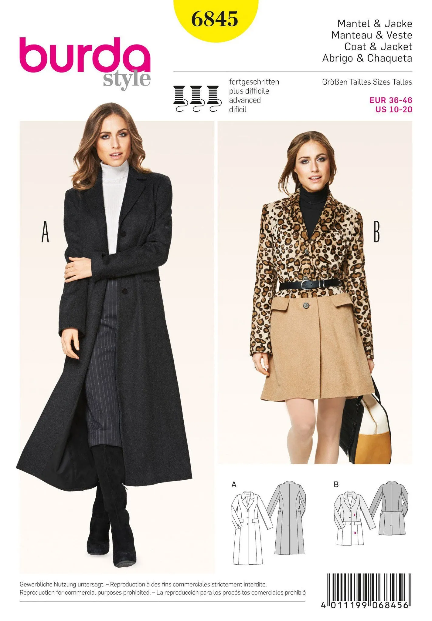 Burda 6845 Misses Coat and Jacket pattern