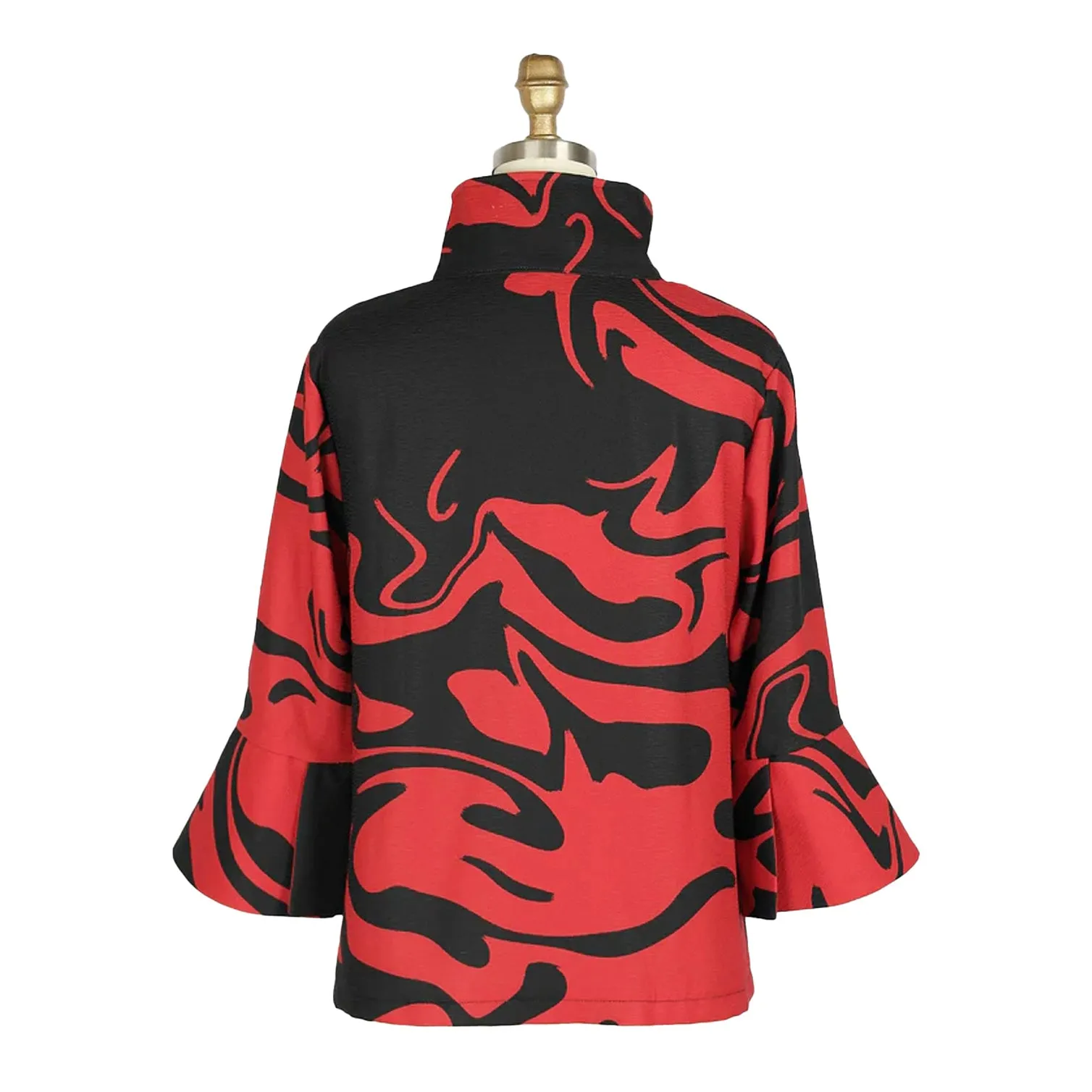 Damee NYC Marble Swirl-Print Short Jacket in Red & Black - 4938-RD