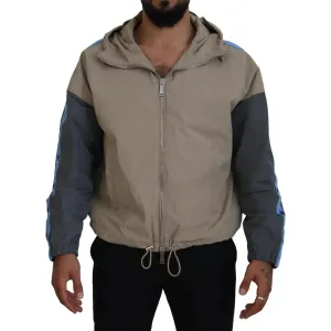 Dsquared² Brown Gray Sleeves Hooded Full Zip Jacket