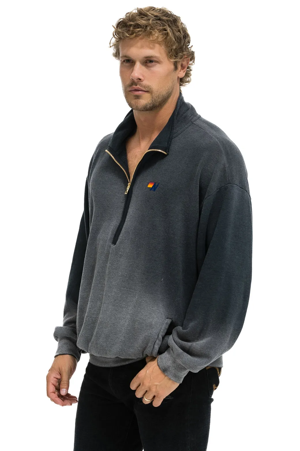 ESSENTIAL HALF ZIP RELAXED SWEATSHIRT - FADED SMOKE