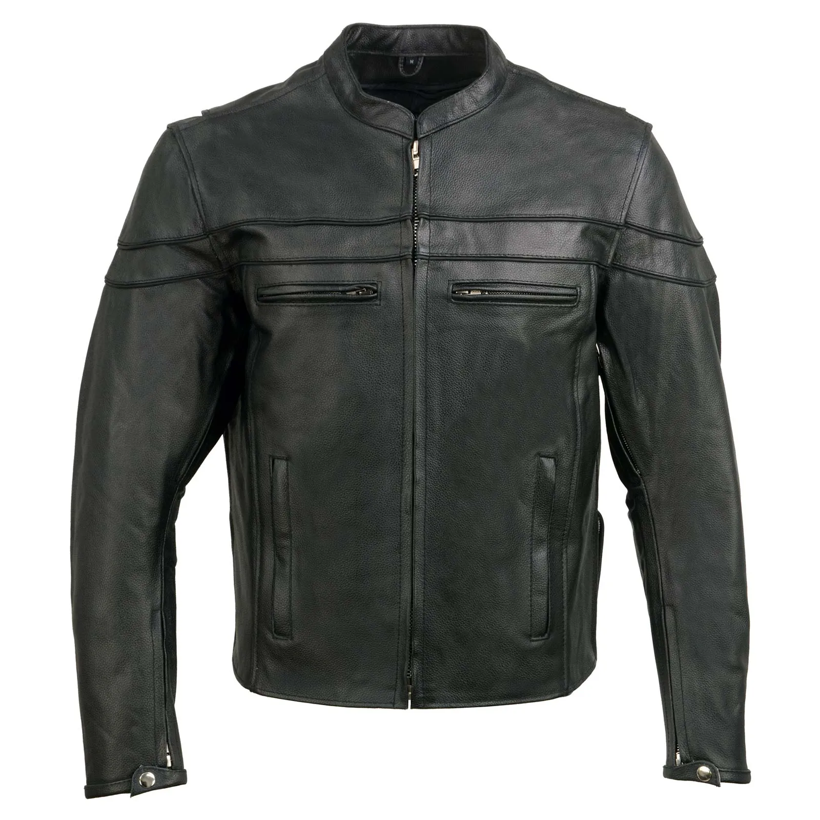 Event Leather EL1408 Men's Black Sporty Scooter Crossover Motorcycle Leather Jacket - Motorcycle Riding Jackets