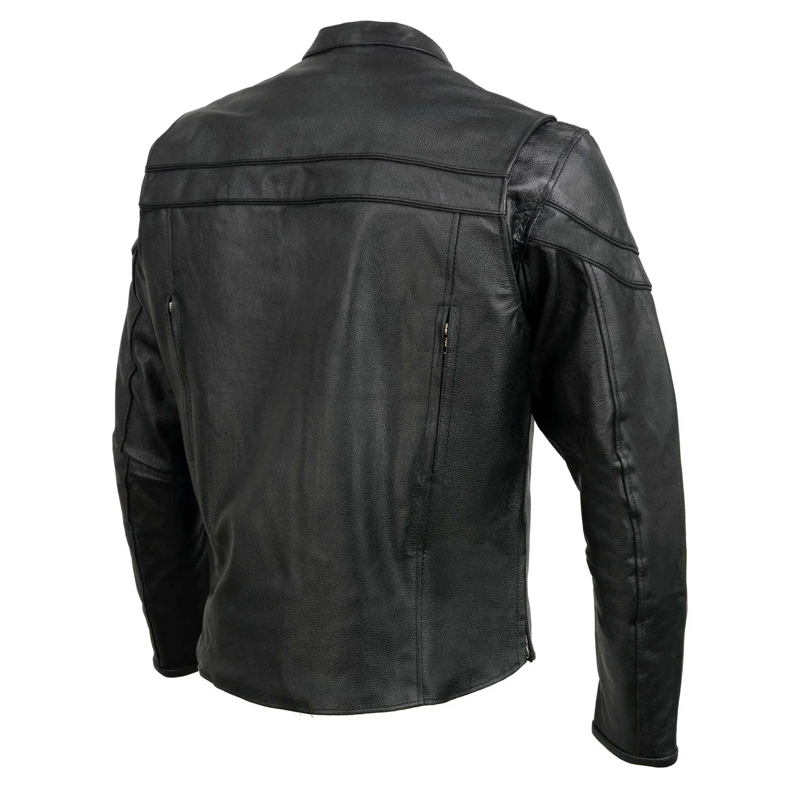 Event Leather EL1408 Men's Black Sporty Scooter Crossover Motorcycle Leather Jacket - Motorcycle Riding Jackets