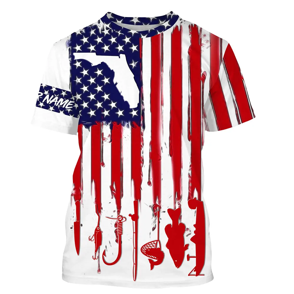 Florida America Flag Pattern Performance Fishing 3D Long Sleeve Shirts