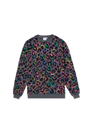 Grey with Rainbow Shadow Leopard Classic Sweatshirt