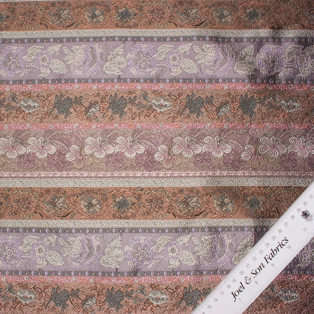 Grey/Lilac/Peach Metallic Brocade