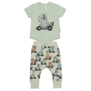 Huxbaby T-Shirt And Crotch Pant Set Dino Racer