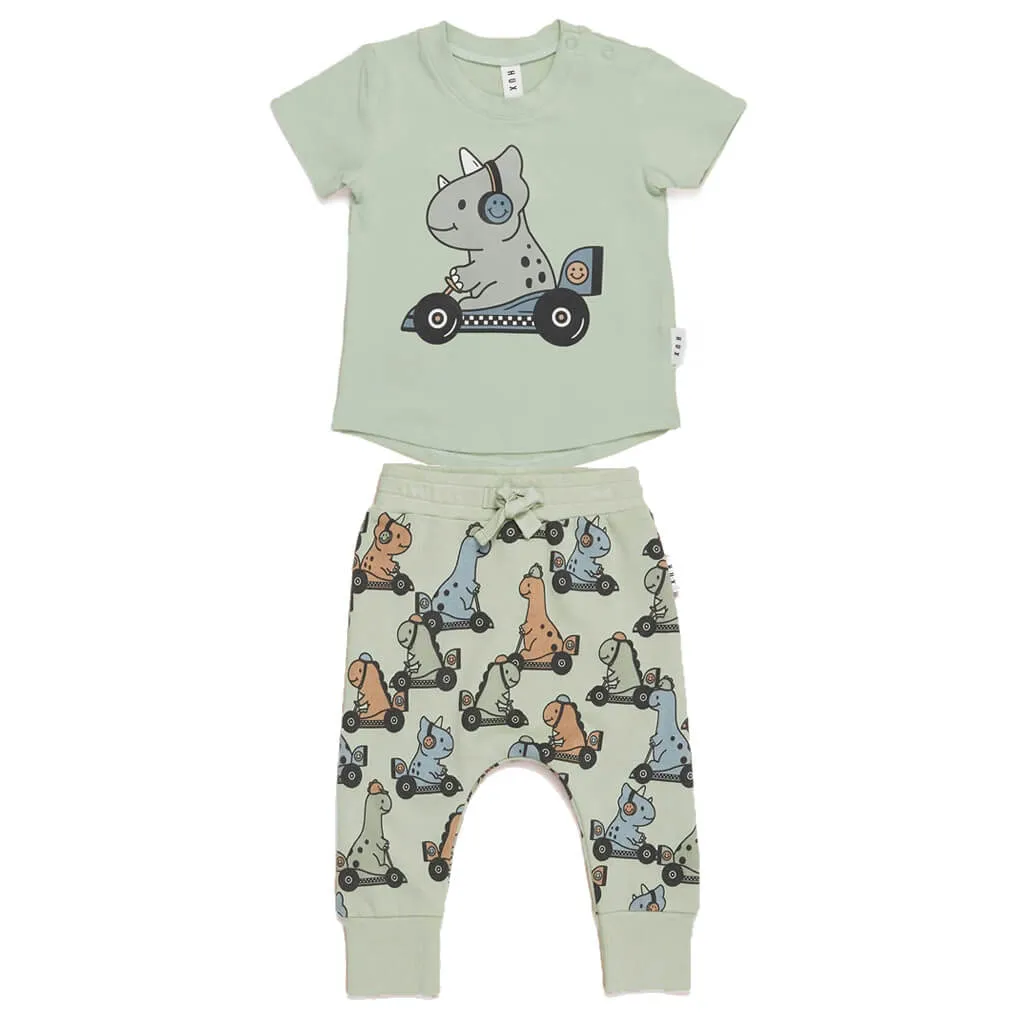 Huxbaby T-Shirt And Crotch Pant Set Dino Racer