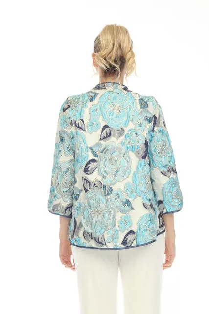 IC Collection Floral Embroidered Jacket in Blue/Multi - 6097J-BLU - Sizes L - XXL