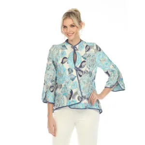 IC Collection Floral Embroidered Jacket in Blue/Multi - 6097J-BLU - Sizes L - XXL