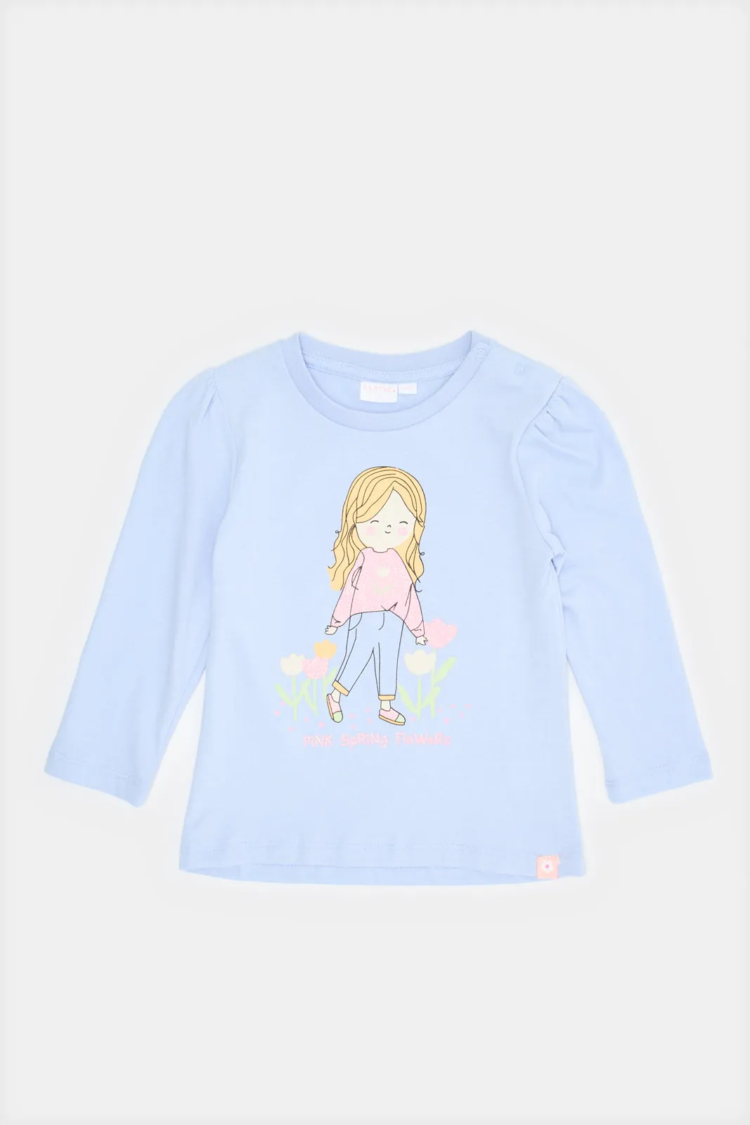 Infant Girls Blue Printed T-Shirt