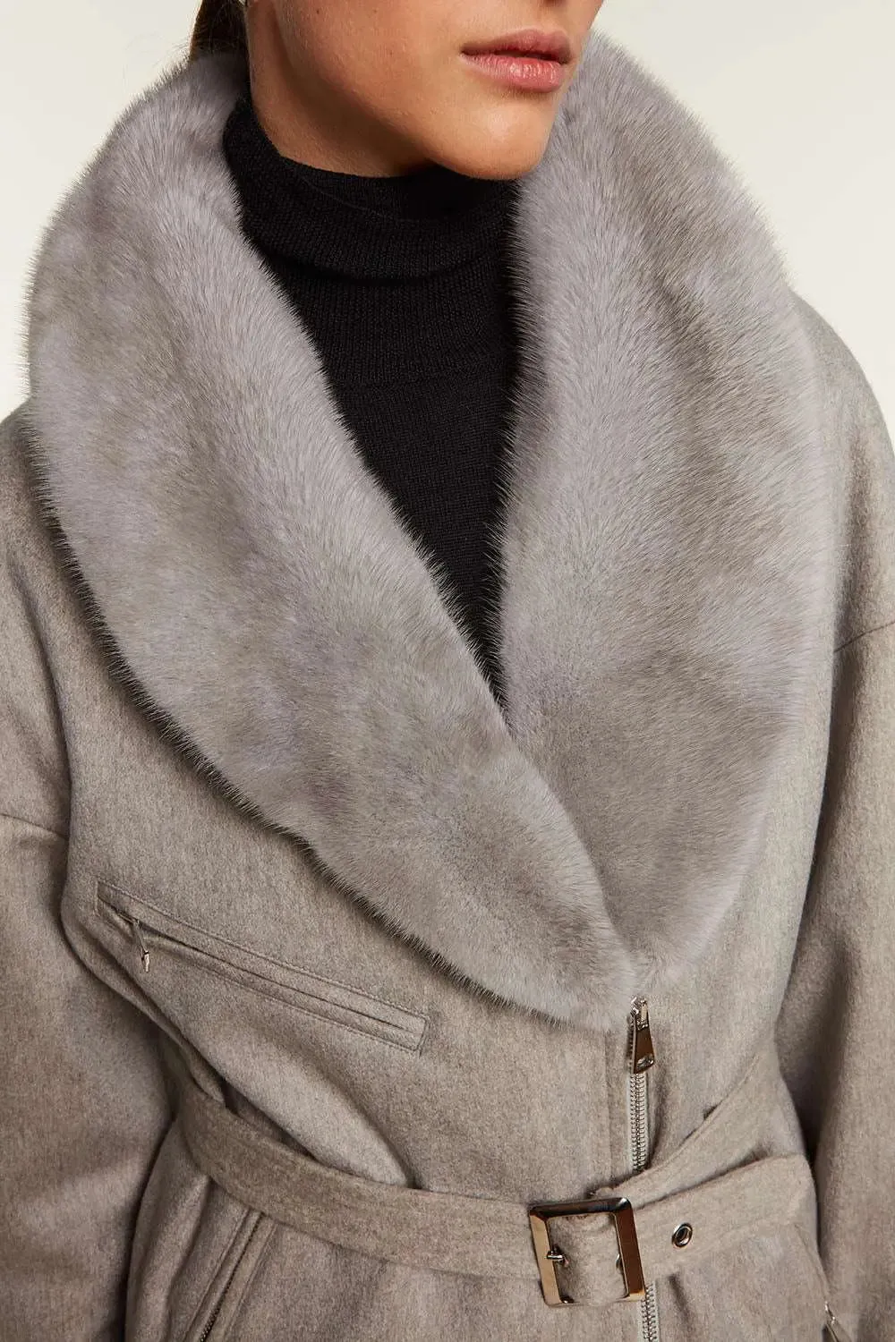 Jacket with sapphire mink collar