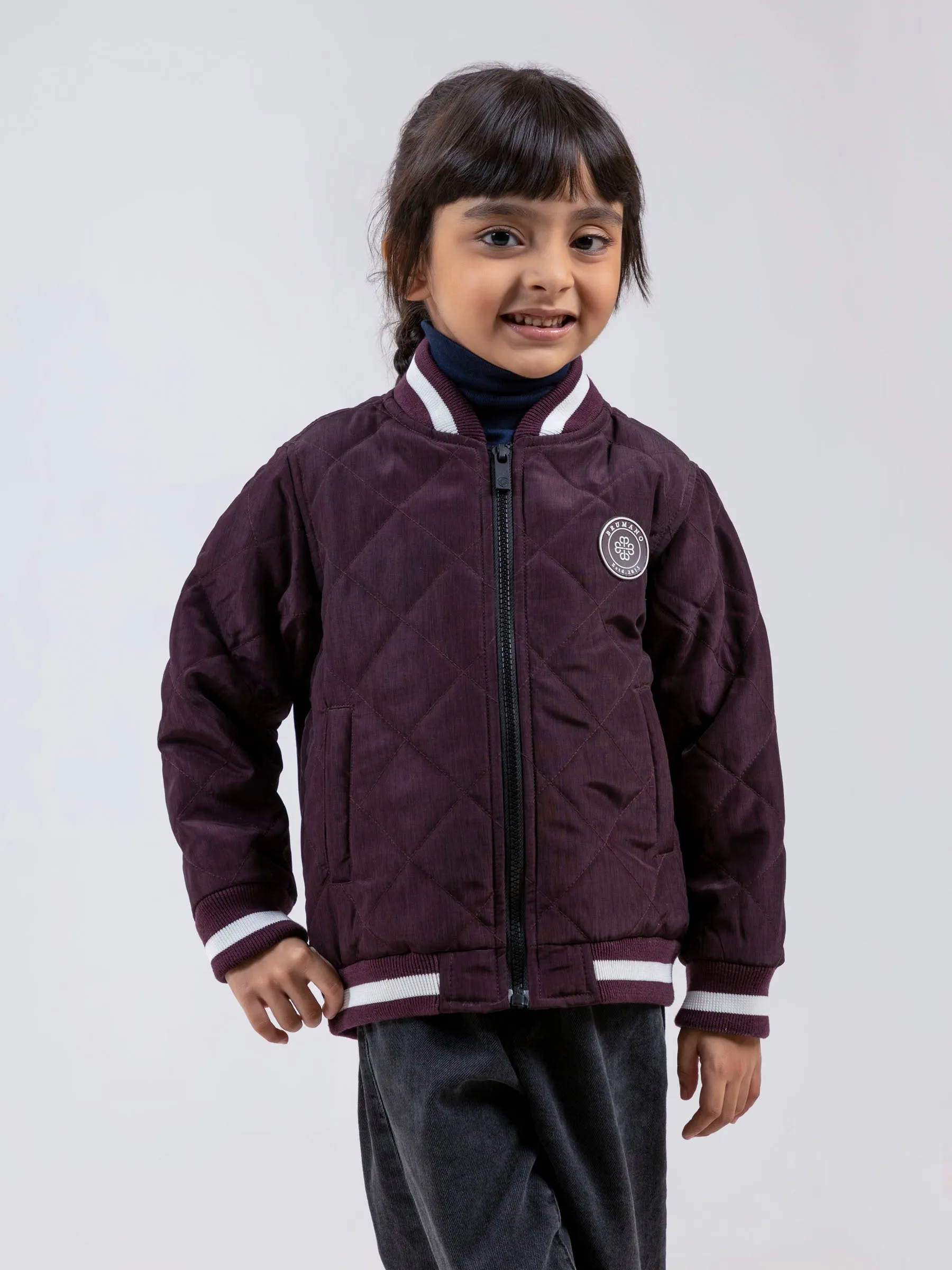 Maroon Quilted Sporty Casual Baseball Jacket - Unisex