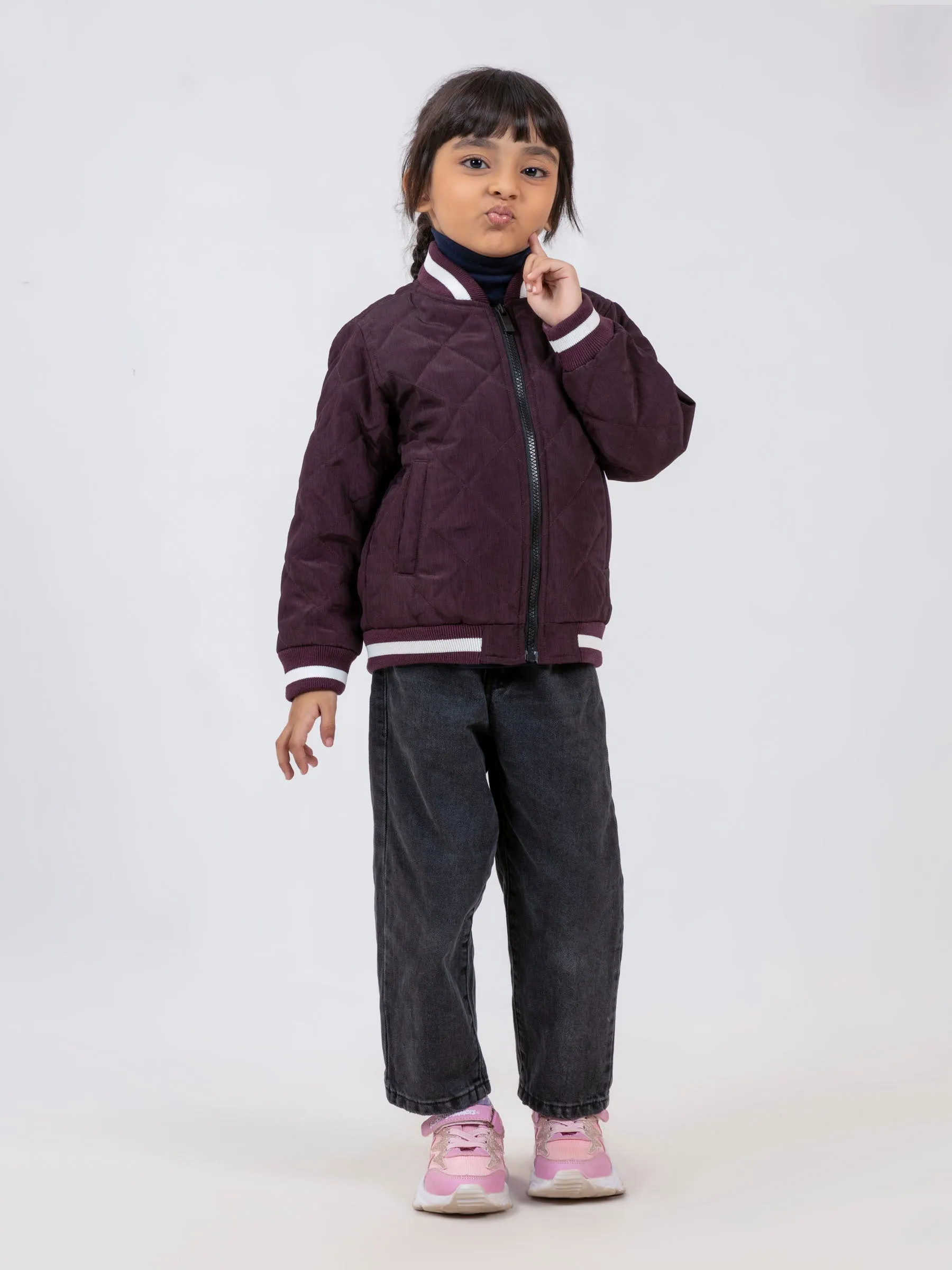 Maroon Quilted Sporty Casual Baseball Jacket - Unisex