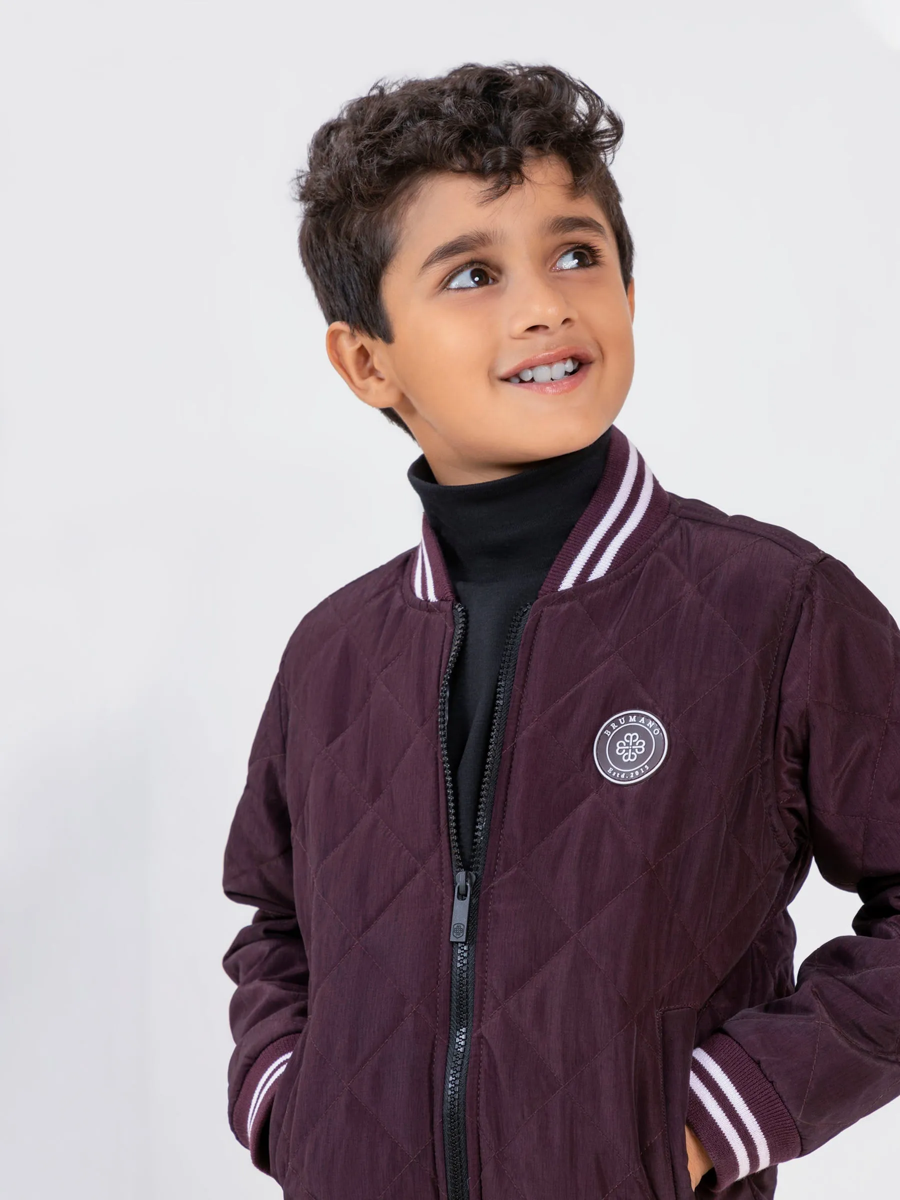 Maroon Quilted Sporty Casual Baseball Jacket - Unisex