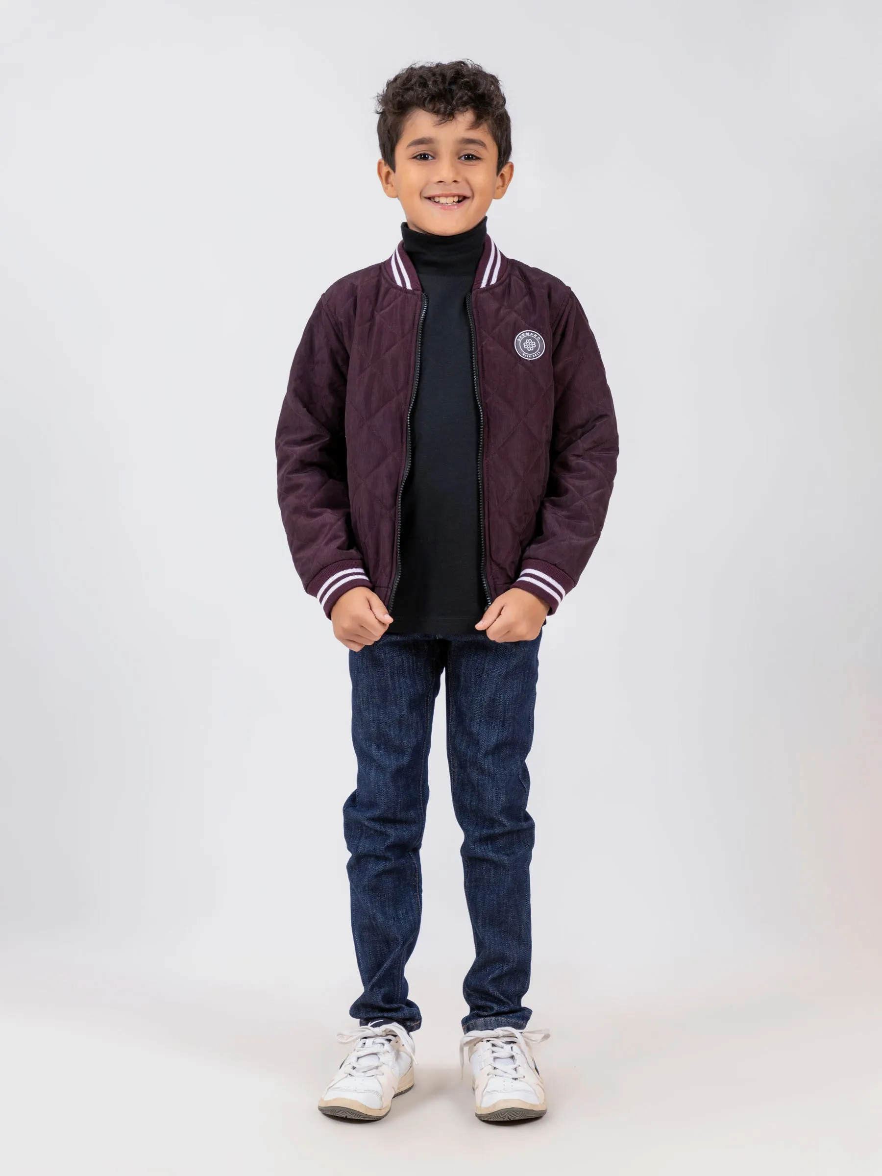 Maroon Quilted Sporty Casual Baseball Jacket - Unisex