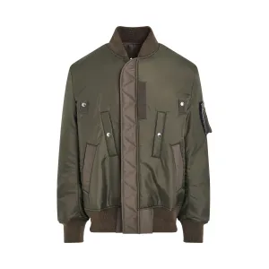 Men Nylon Twill Blouson in Khaki