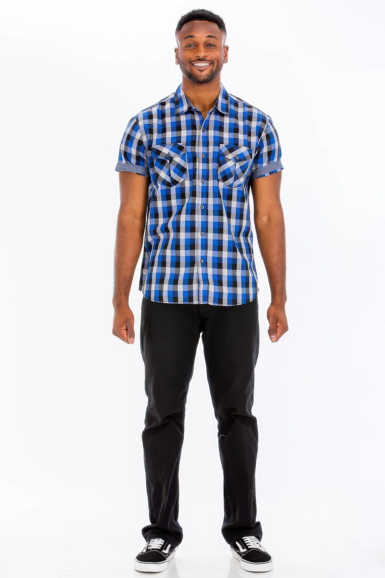 Mens Checkered Button Down Shirt