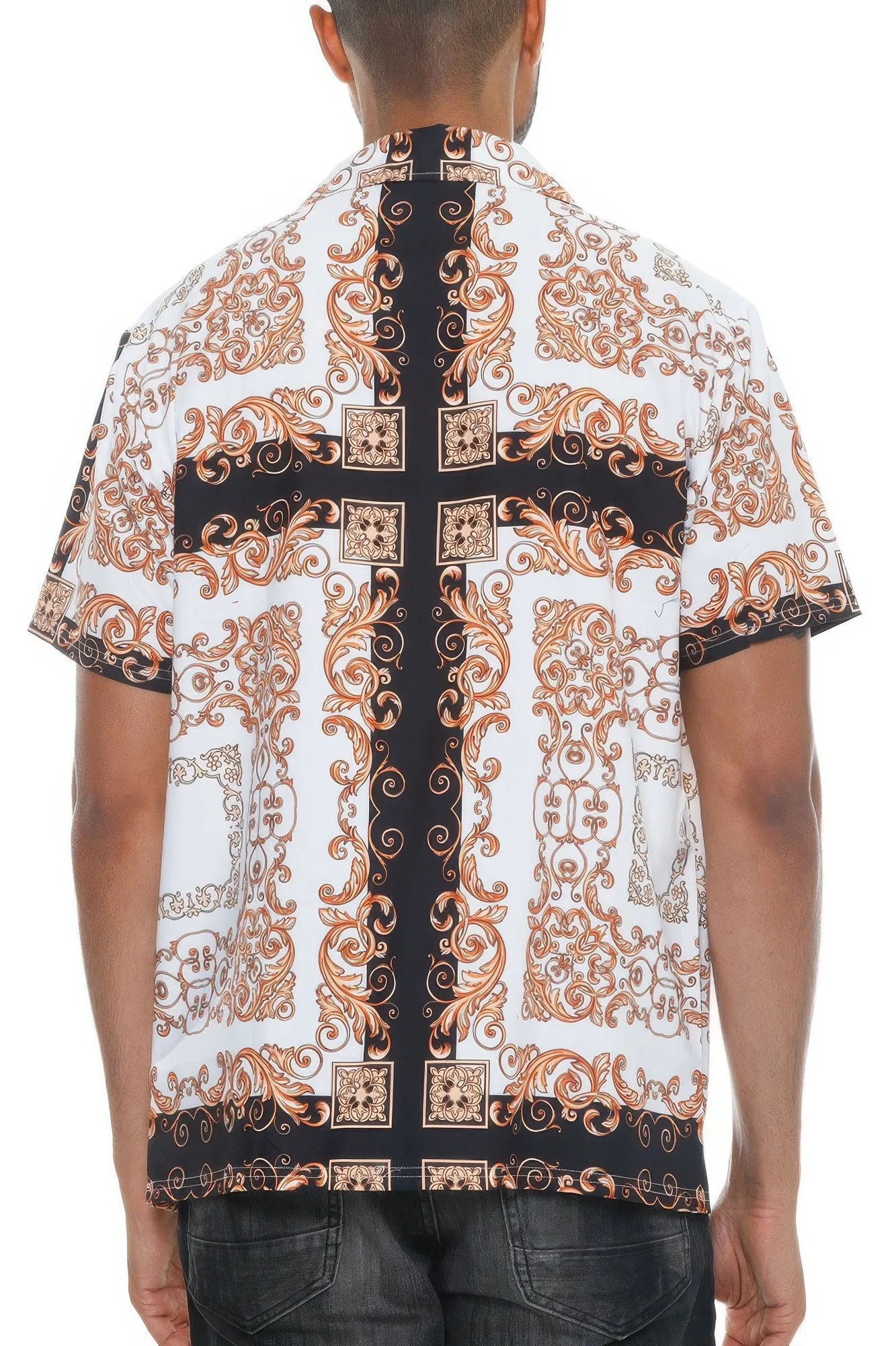 Mens Collared Print Button Down