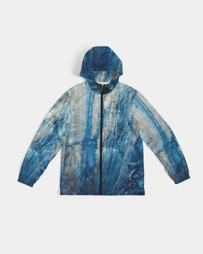 Mens Hooded Windbreaker - Blue Casual/sports Water Resistant Jacket -