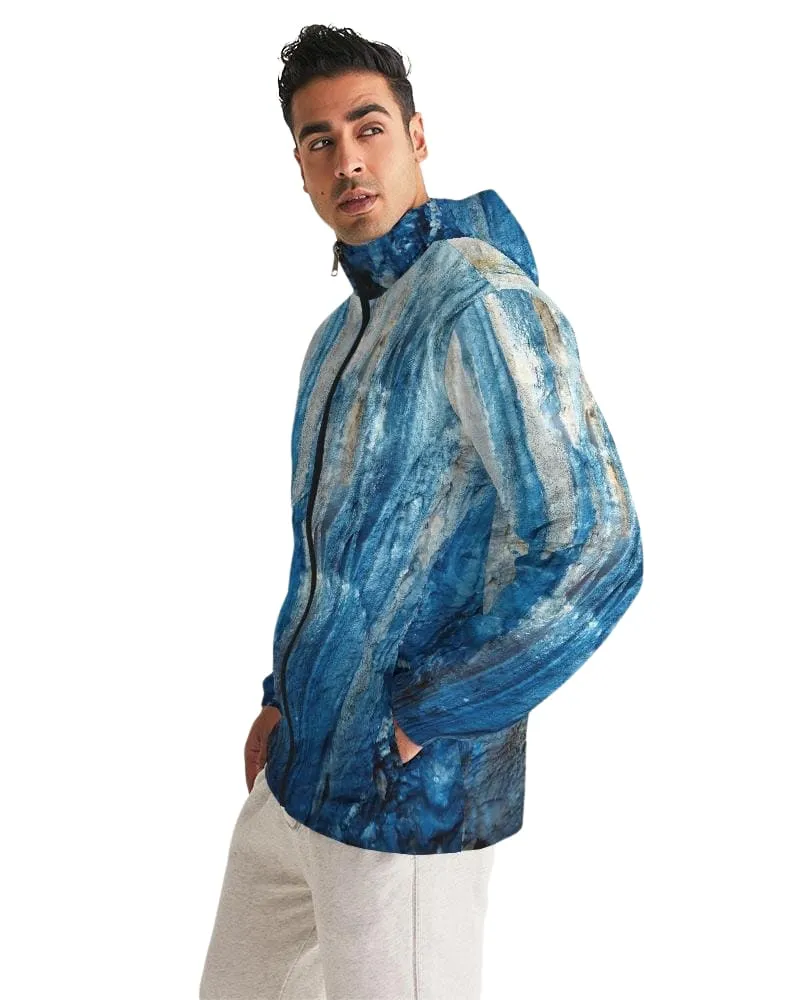 Mens Hooded Windbreaker - Blue Casual/sports Water Resistant Jacket -