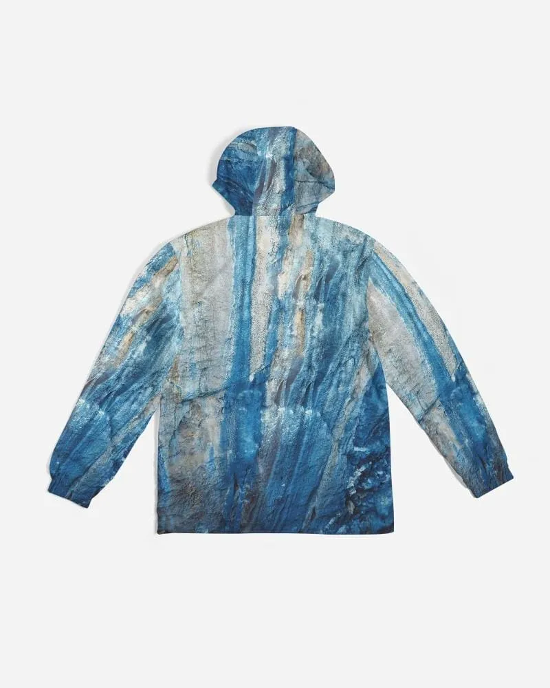 Mens Hooded Windbreaker - Blue Casual/sports Water Resistant Jacket -