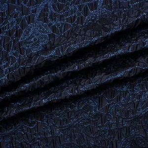 Midnight Blue Rope Metallic Cloqué