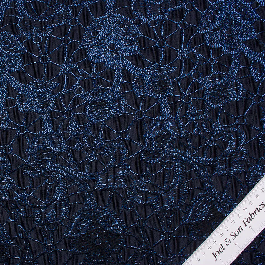 Midnight Blue Rope Metallic Cloqué