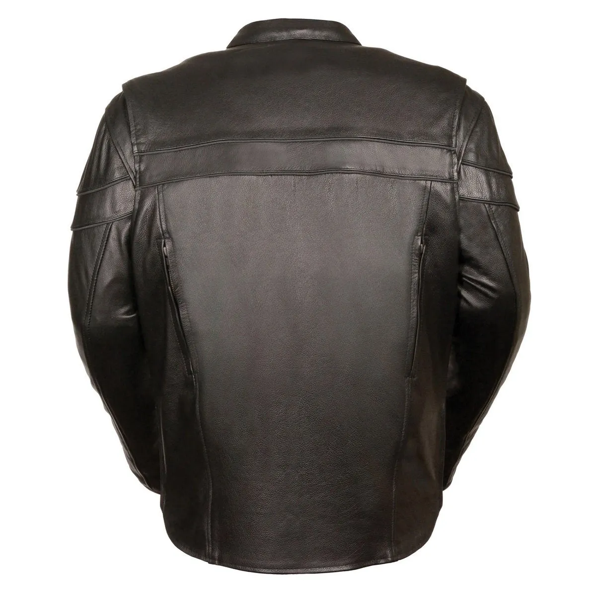 Milwaukee Leather LKM1725 Men's Black Leather Sporty Crossover Scooter Motorcycle Jacket w/ Reflective Piping