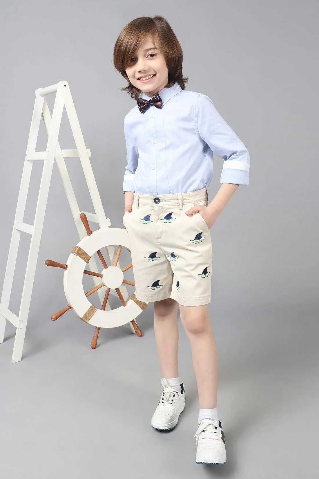 One Friday Kids Boys Beige Cotton Shorts