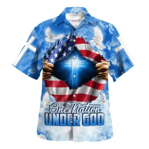 One Nation Under God Cross Hawaiian Shirts - Christian Hawaiian Shirt - Hawaiian Summer Shirts