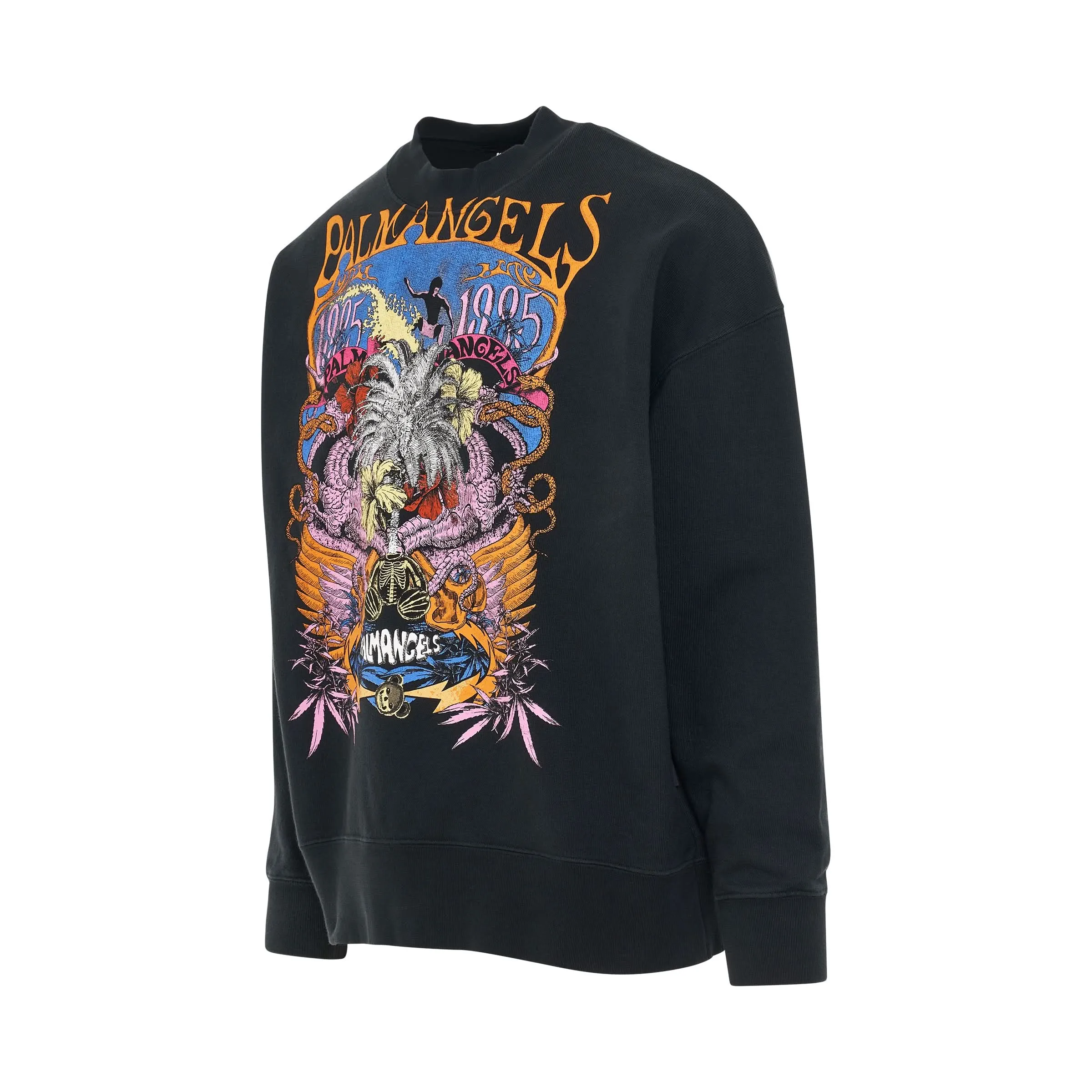 Palm Concert Print Sweatshirt in Black