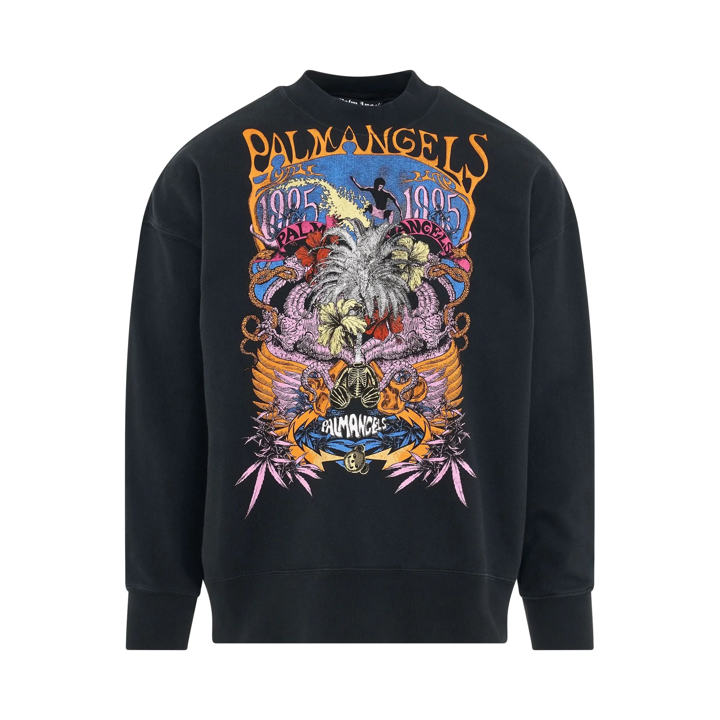 Palm Concert Print Sweatshirt in Black