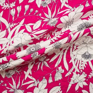 Pink & White Floral Printed Matelassé