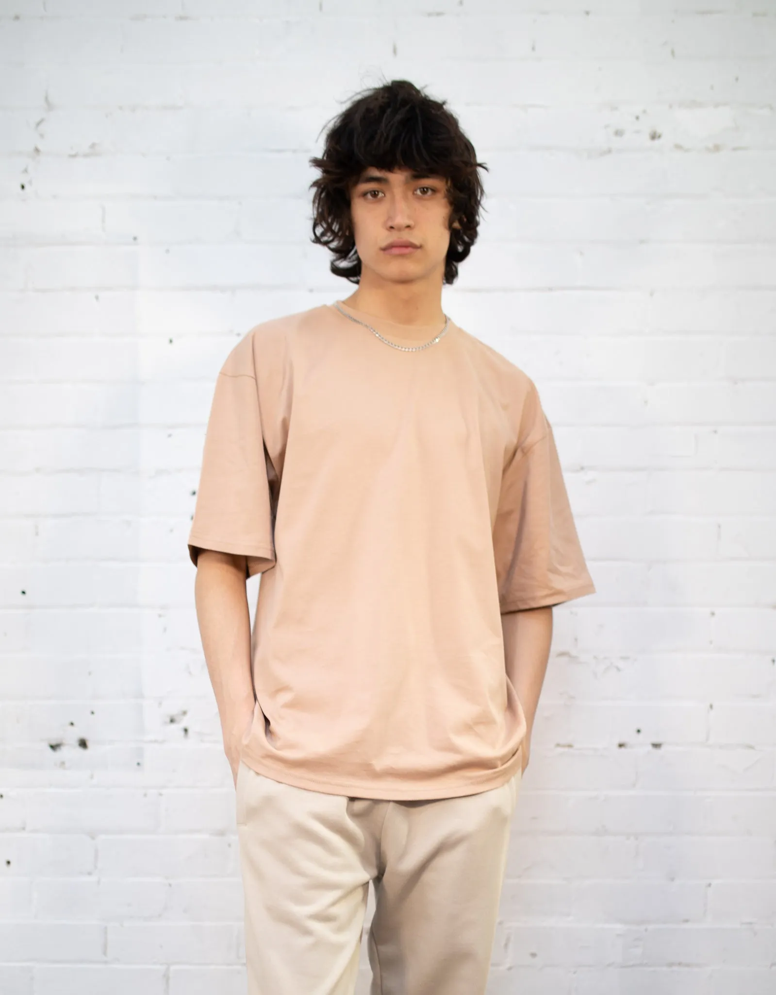 Plant Dyed Organic Oversized Tee in Tan