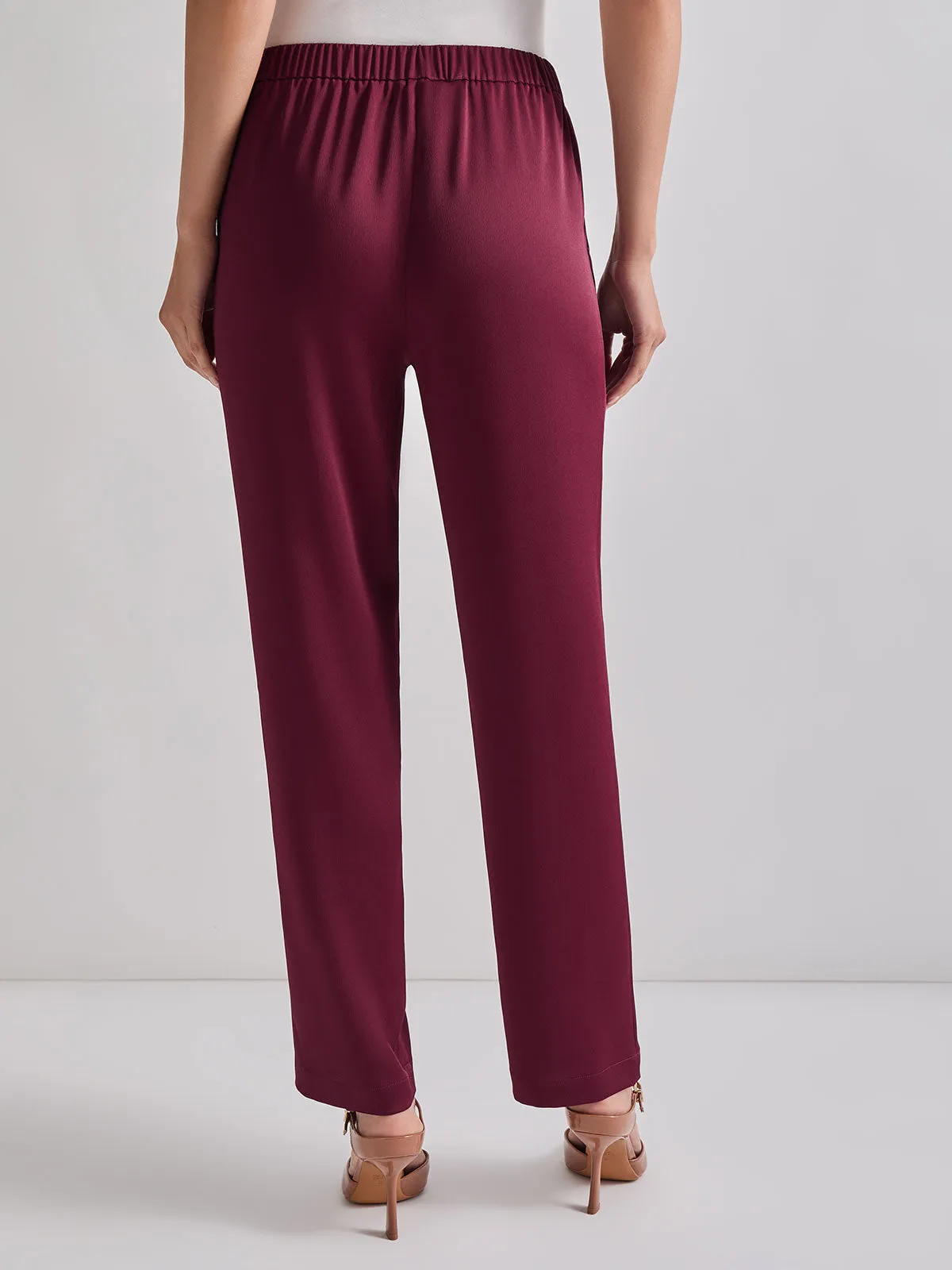 Pull-On Woven Straight Leg Pants