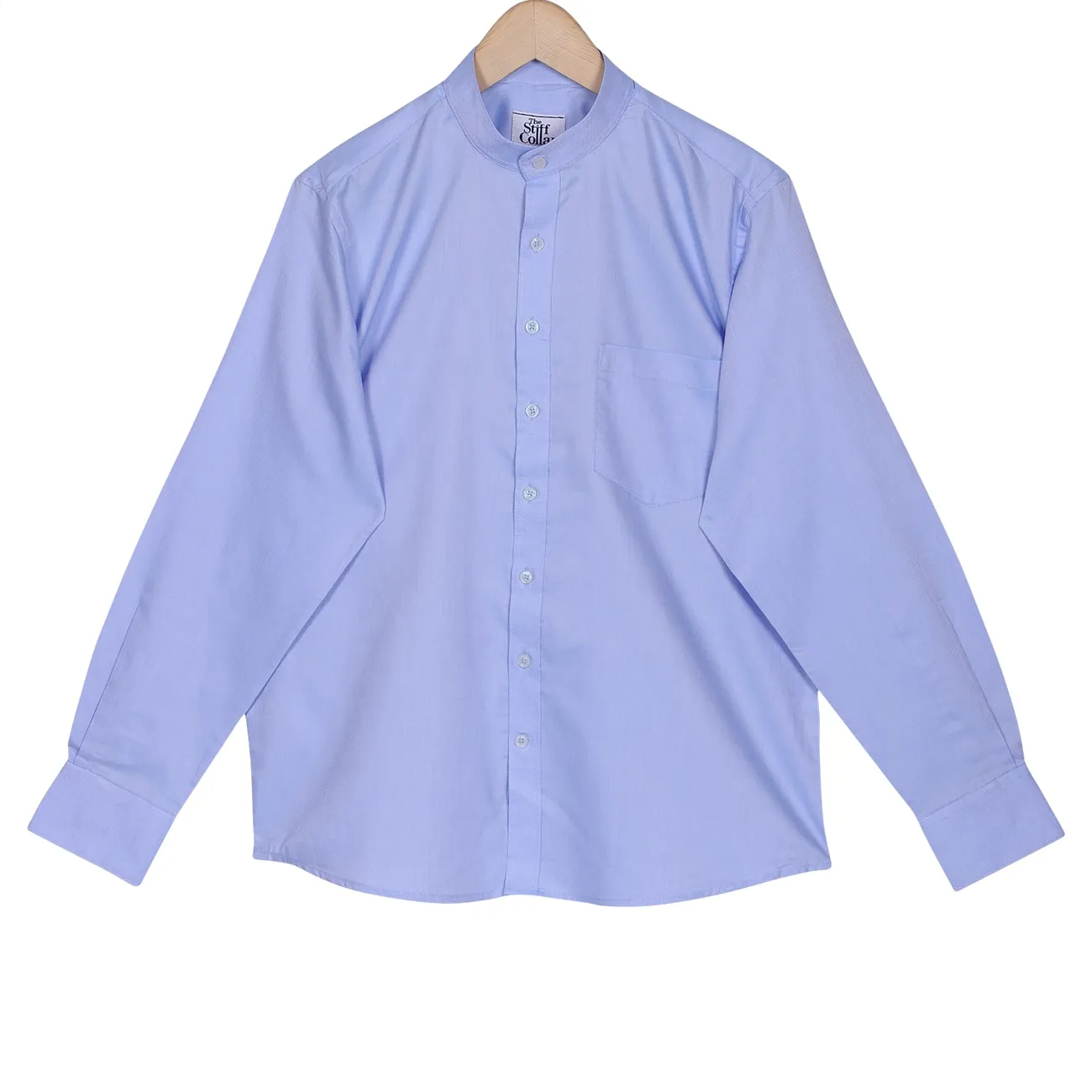 Sky Blue Charm Dobby Mandarin Collar 2 Ply Giza Cotton Shirt