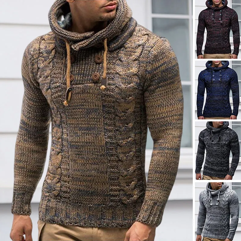 Slim Turtleneck Hooded Thick Sweater