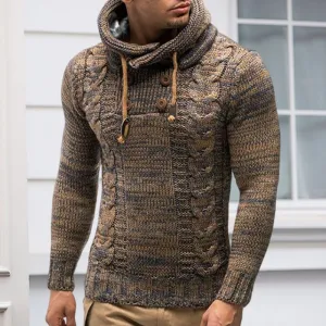 Slim Turtleneck Hooded Thick Sweater