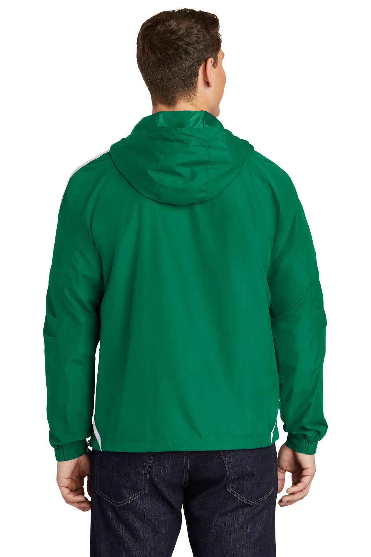 Sport-Tek Colorblock Raglan Customized Anorak Jackets, Kelly Green/White