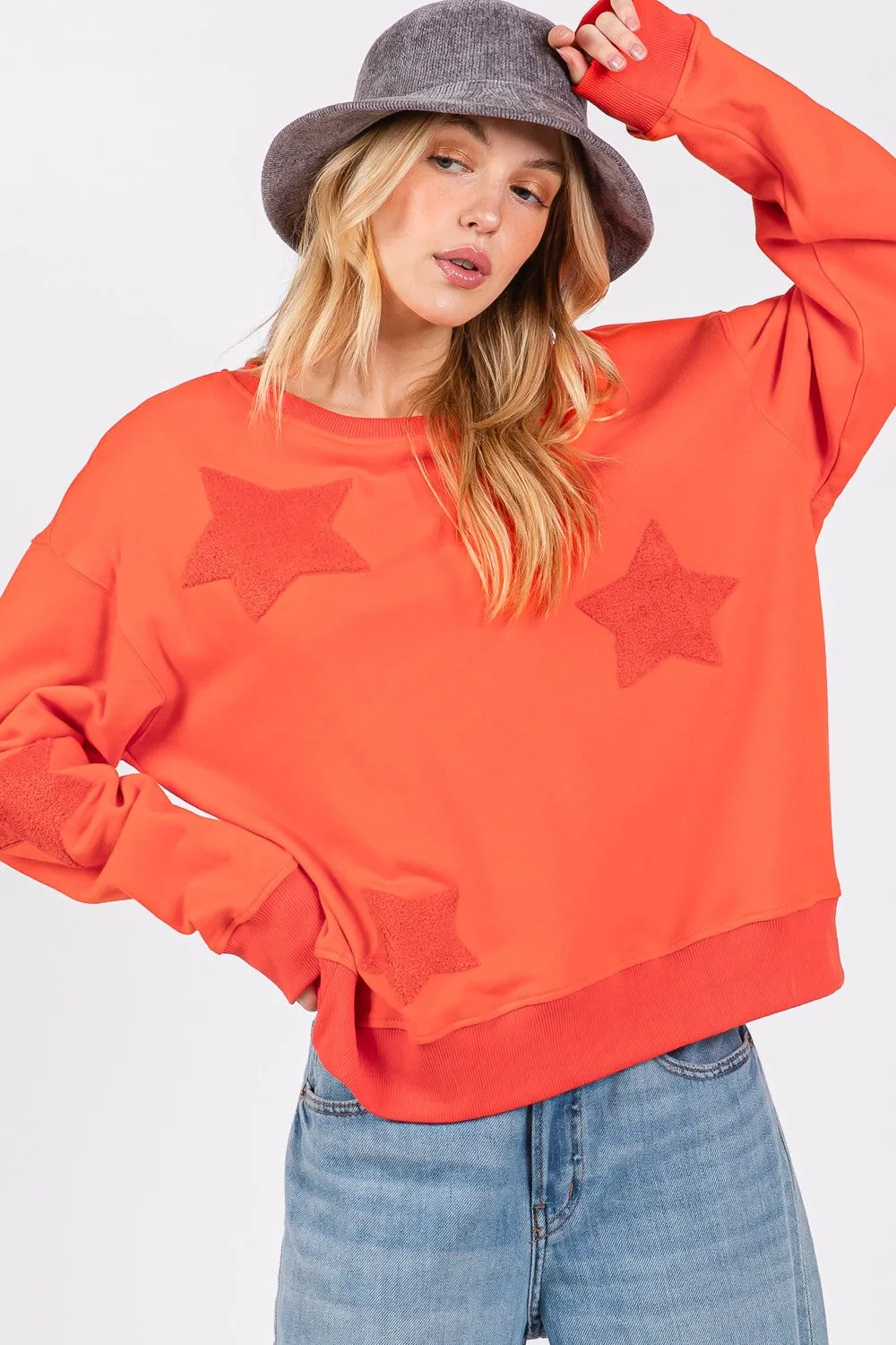 Star Patch Long Sleeve Sweatshirt