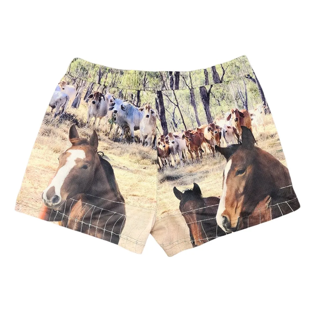 Sun Safe Footy Shorts - Cattle