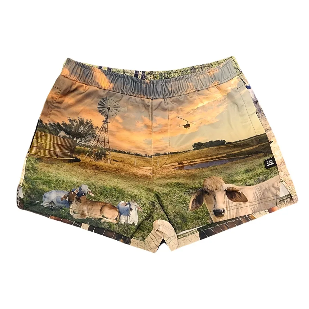 Sun Safe Footy Shorts - Cattle