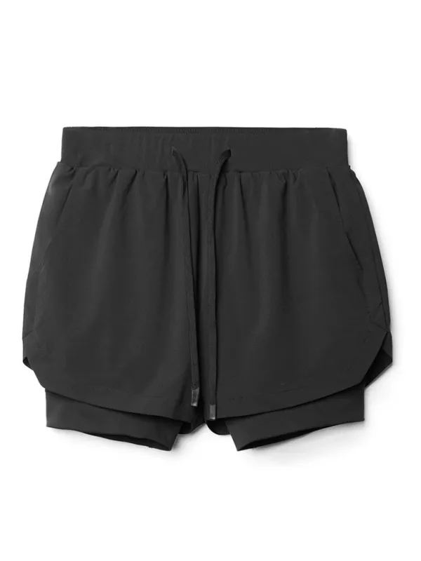 TEEK - Mens Double Layer Breathable Anti-Exposure Sports Shorts